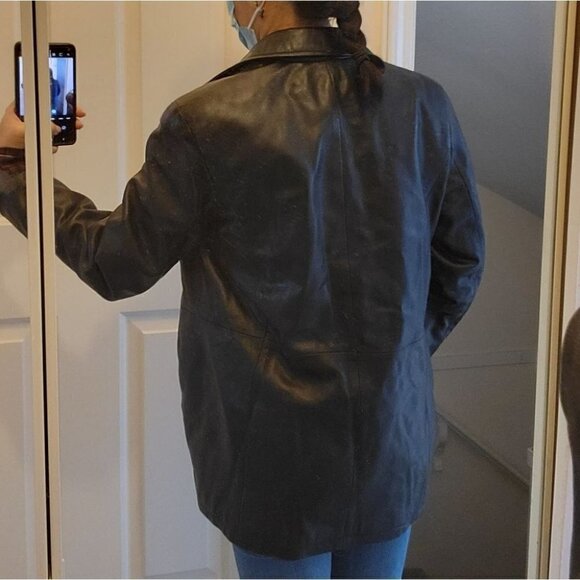 Jackets & Blazers - 90s y2k vintage Leather blazer  jacket oversized small
